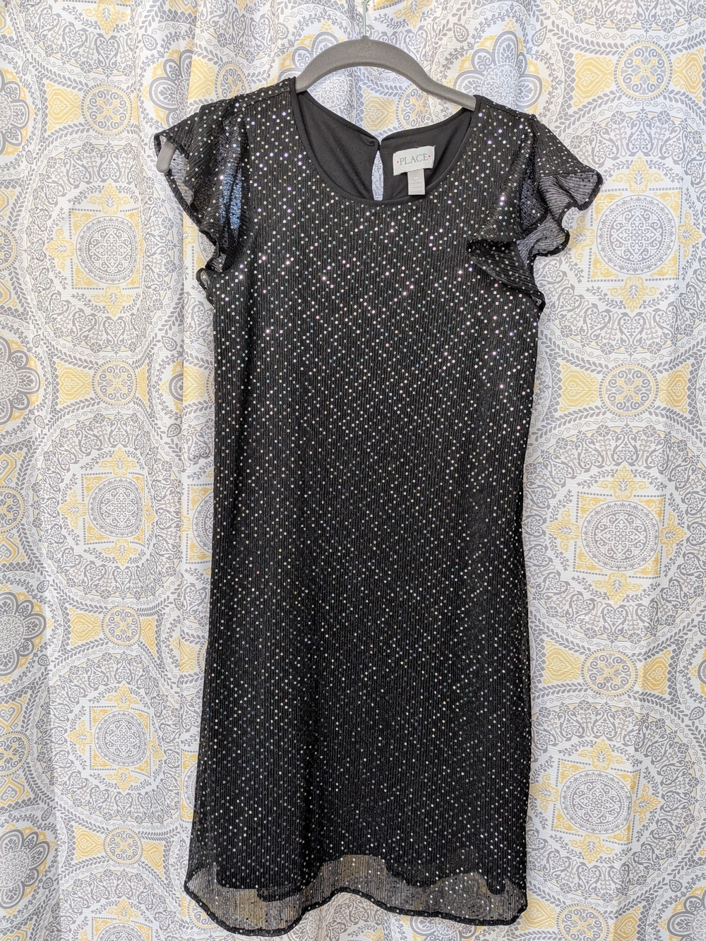 The Children's Place Black Sparkle Flutter-Sleeve Dress